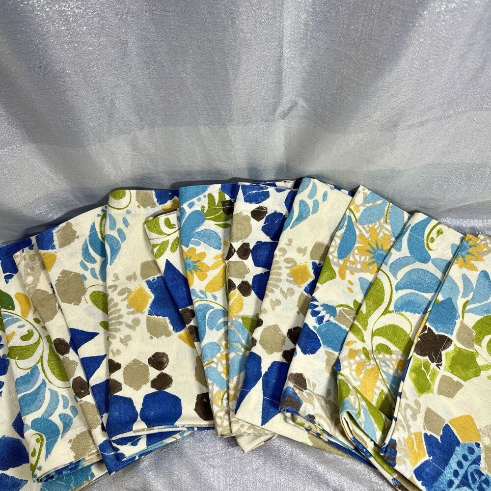 POTTERY BARN Linen Napkins 20x20 Floral Tropical Set of 12